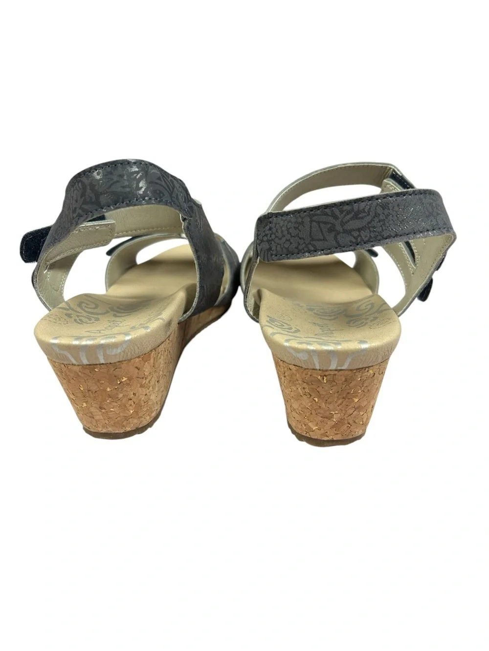 Propet Millie Women's Espadrille Wedge Sandals with a floral embossed pattern 10